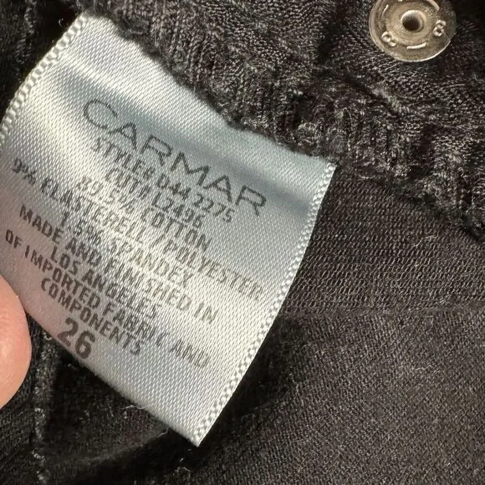 Carmar Black High Waist Jean Shorts Size 26 Destroyed‎ Denim Booty Shorts Ripped